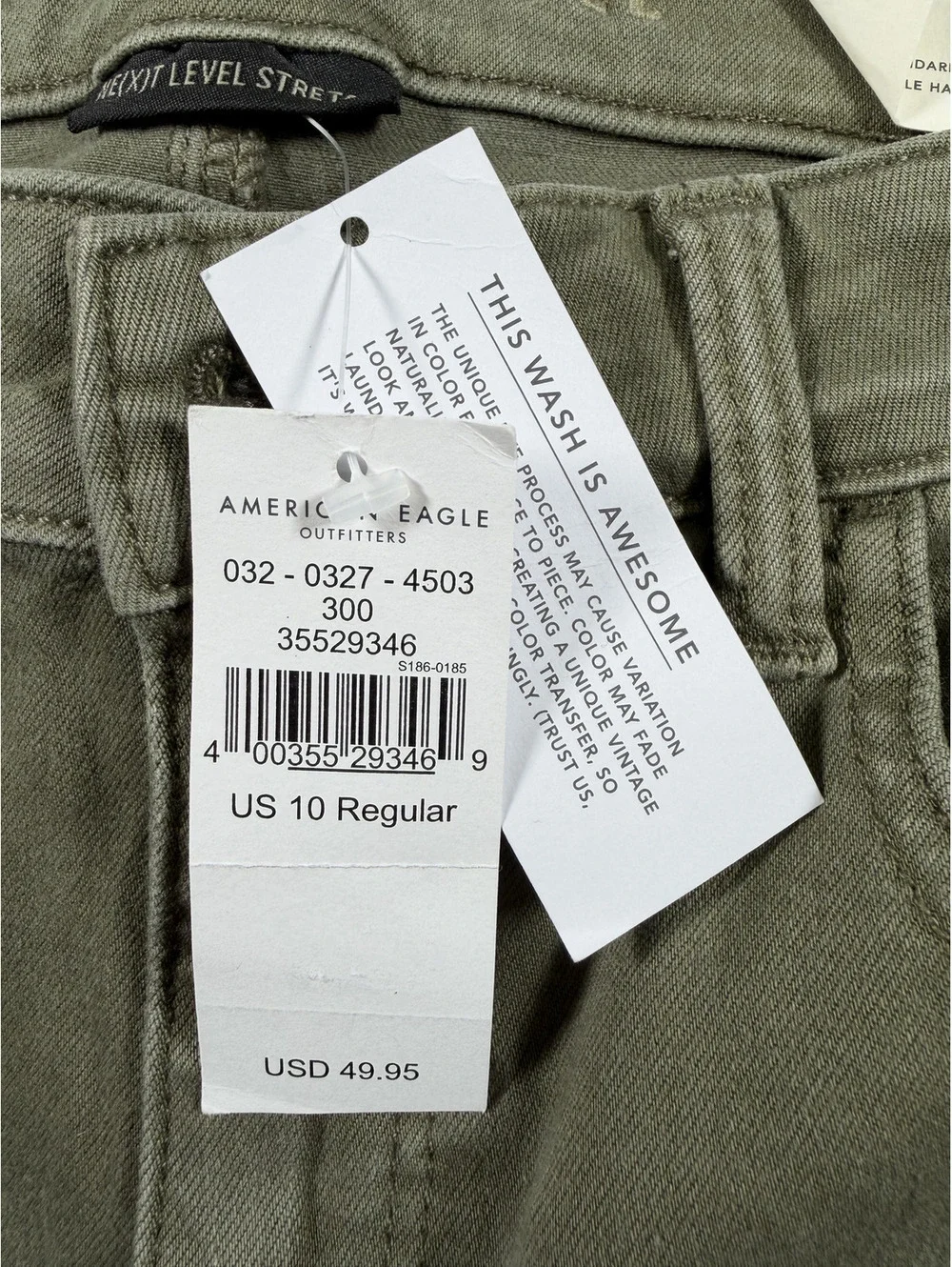 American Eagle Next Level Stretch Olive Green Jeans US 10 Regular